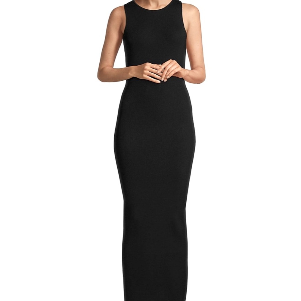 Celena crisscross black midi-dress
